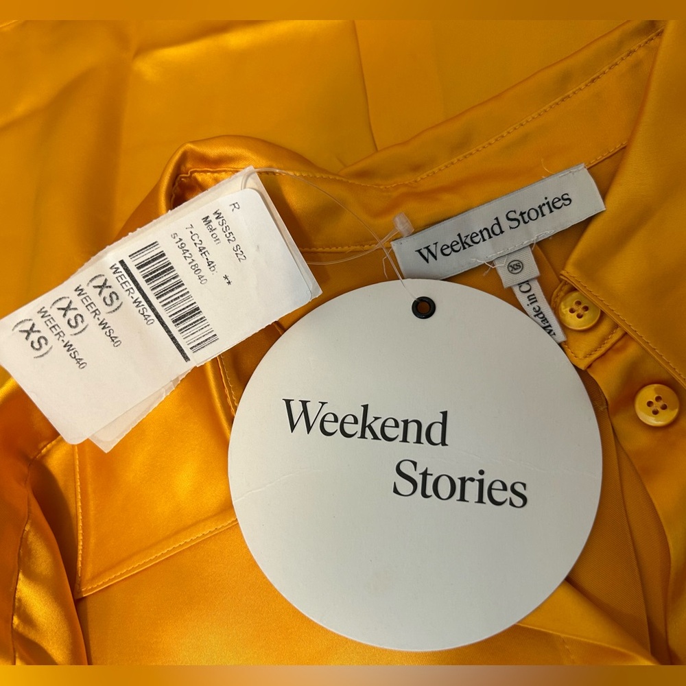 NWT Weekend Stories Celestina Shirt in Melon - Picture 5 of 10